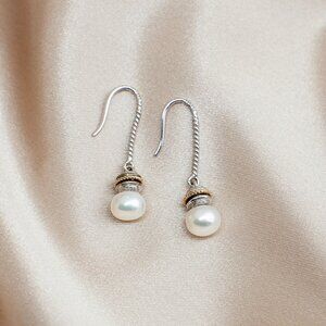 925 Sterling Silver with Genuine Pearls Earrings